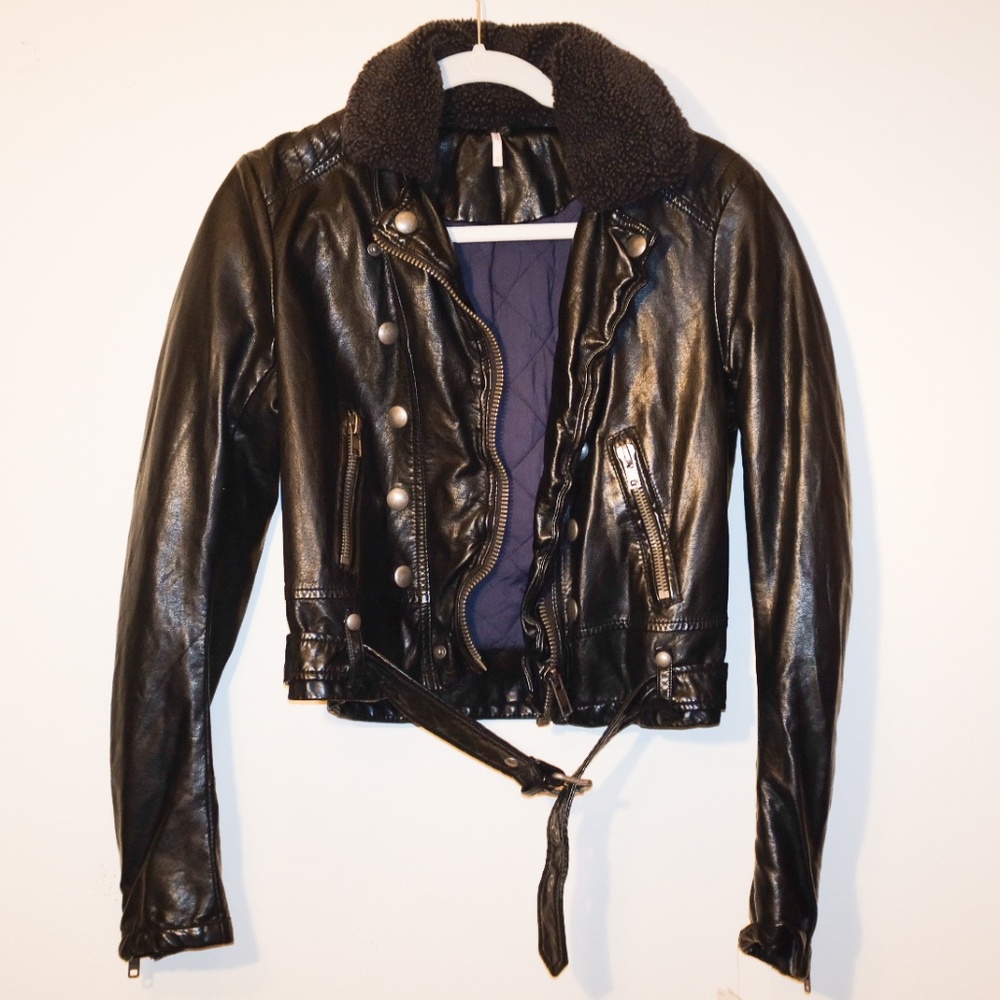 Free people leather jacket brand new black XS - Picture 2 of 8